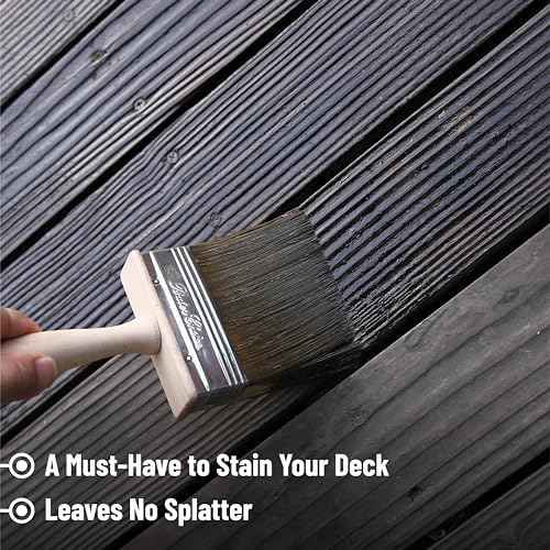 Bates- Deck Stain Brush, 6 Inch, Wooden Handle, Stain Brushes for Wood, Deck Brush, Large Paint Brushes