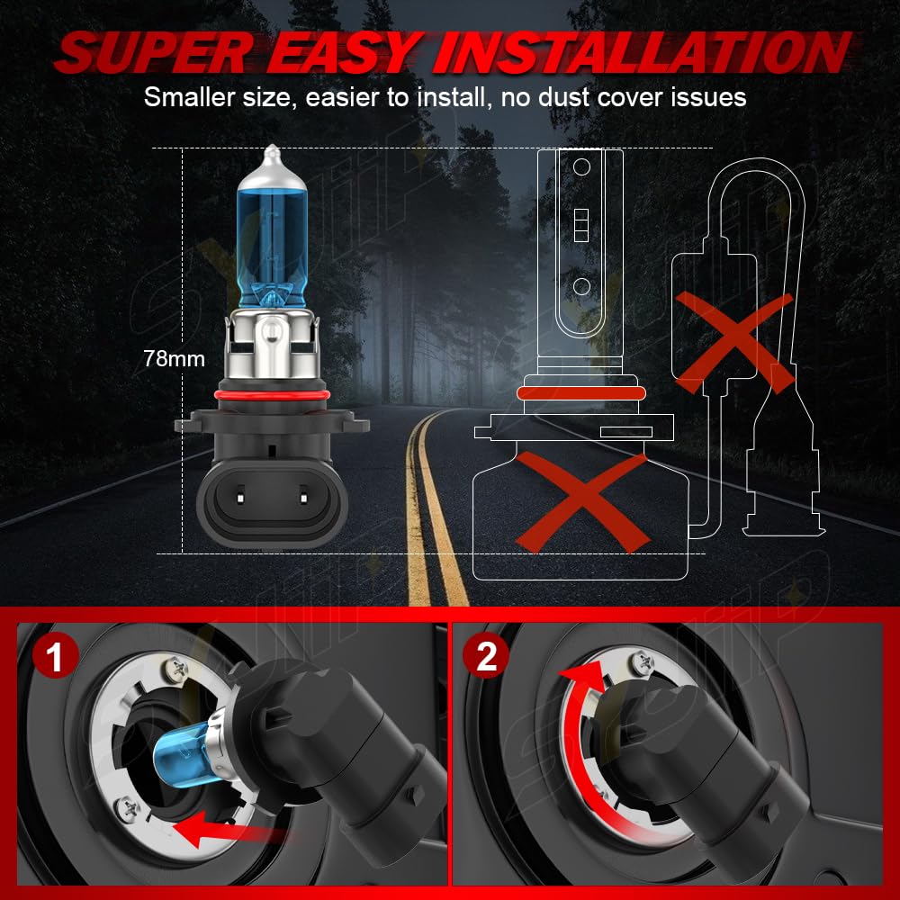 Upgraded Halogen Headlight Bulbs Compatible for Nissan Altima 2007 2008 2009 2010 2011 2012 2013 2014 2015 2016 2017 2018, H9 H11 High Low Beam Lights Combo, 6000k White, 300% Brightness, 4-Pack