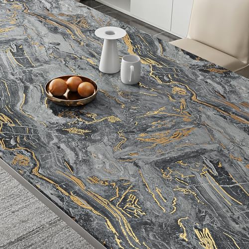 Livelynine Marble Peel and Stick Wallpaper Gold Black Marble Contact Paper Peel and Stick Countertops Kitchen Countertop Vinyl Wrap Waterproof Desk Self Adhesive Covering Counter Top Covers 15.8x78.8