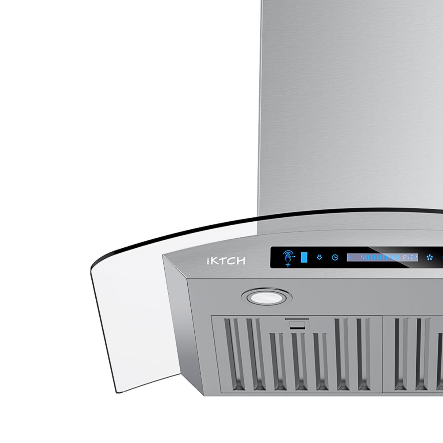 IKTCH 30 inch Wall Mount Range Hood Tempered Glass 900 CFM, Ducted Kitchen Vent Hood Stainless Steel, 4-Speed Gesture, Touch & Remote Control, with 2 Baffle Filters and LED Lights (IKP03-30)