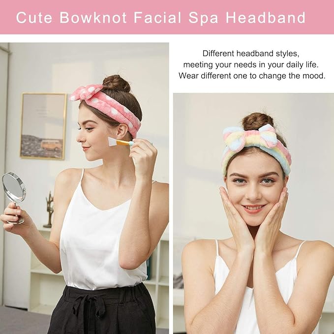 LADES Soft Skincare Headband – Adjustable, Comfortable & Stretchy Fabric, Cute Patterns for Makeup, Facial – Non-Slip, Headband for Hair Control