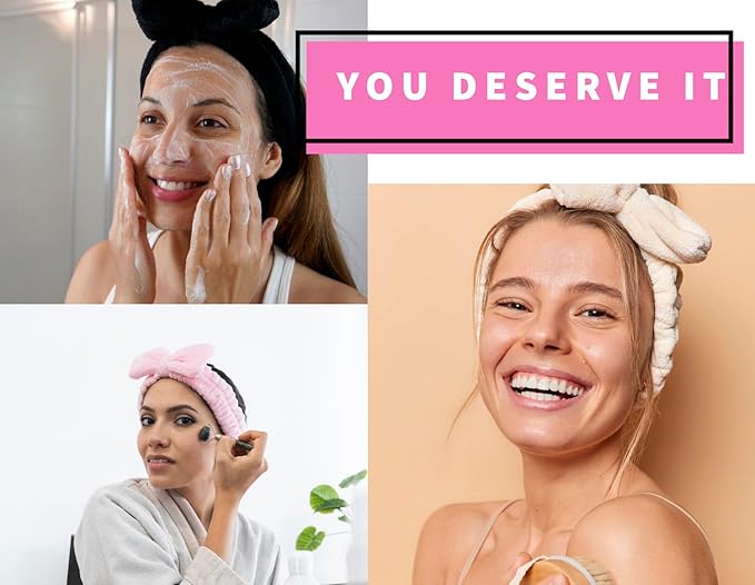 5-Piece Spa Gift Set Ã¢ÂÂ Beige Facial Headband, Hair Clip & Wristbands, One-Size Skincare Accessories for Makeup, Face Washing & Self-Care