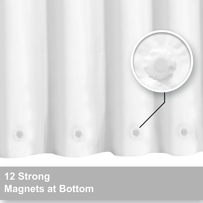 Barossa Design Clawfoot Tub Shower Curtain with 12 Magnets - 36 Metal Hooks Included, 180" W x 70" H Wrap Around, Waterproof PEVA Shower Liner for Bathroom, PVC Free, Metal Grommets - White, 180x70