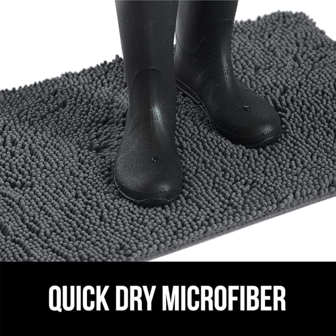GORILLA GRIP SoakSTOPPER Dog Door Mat, 36x24 Machine Washable Rug Absorbent Doormat Captures Moisture Mud Dirt, Quick Dry Soft Chenille Entryway Rugs Indoor Entrance Mats for Dog Paws, Charcoal