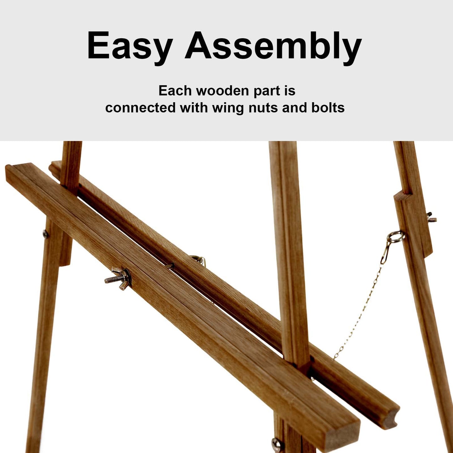 Falling in Art 65" A-Frame Tripod Easel Stand, Wooden Display Easel with Adjustable Canvas Holder, Floor Easel for Wedding Signs, Posters, Paintings, Artwork(Brown)