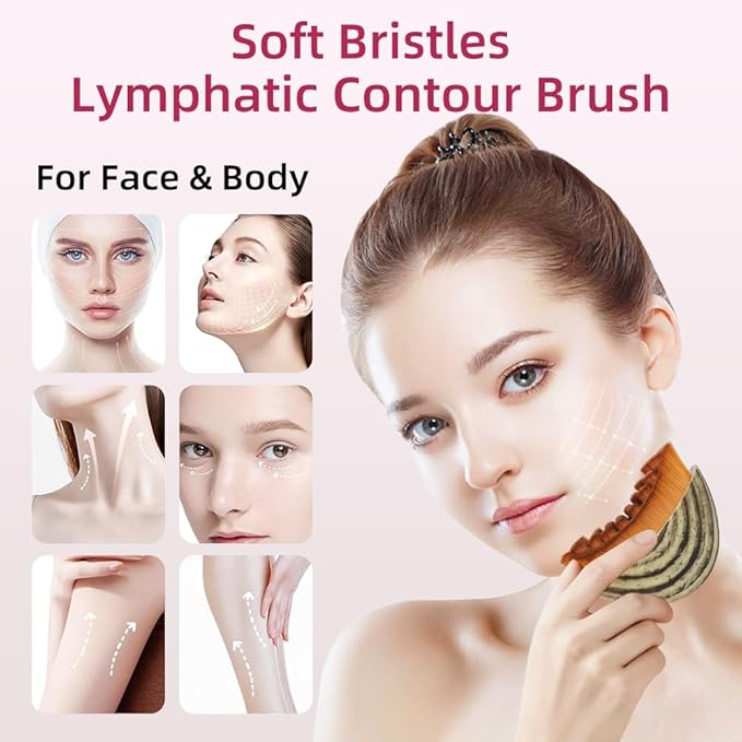 Lymphatic Contour Face Brush,Gua Sha Brush for Facial Contouring and Lymphatic Drainage Perfect for Jawline Sculpting and Reducing Puffiness