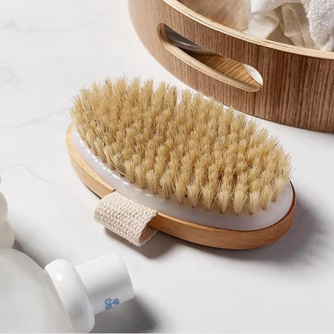 Dry Body Brush – Eco-Friendly Natural Bristles for Gentle Exfoliation, Skin Renewal, Improved Circulation & Lymphatic Support – Perfect Detox & Spa Self-Care Accessory