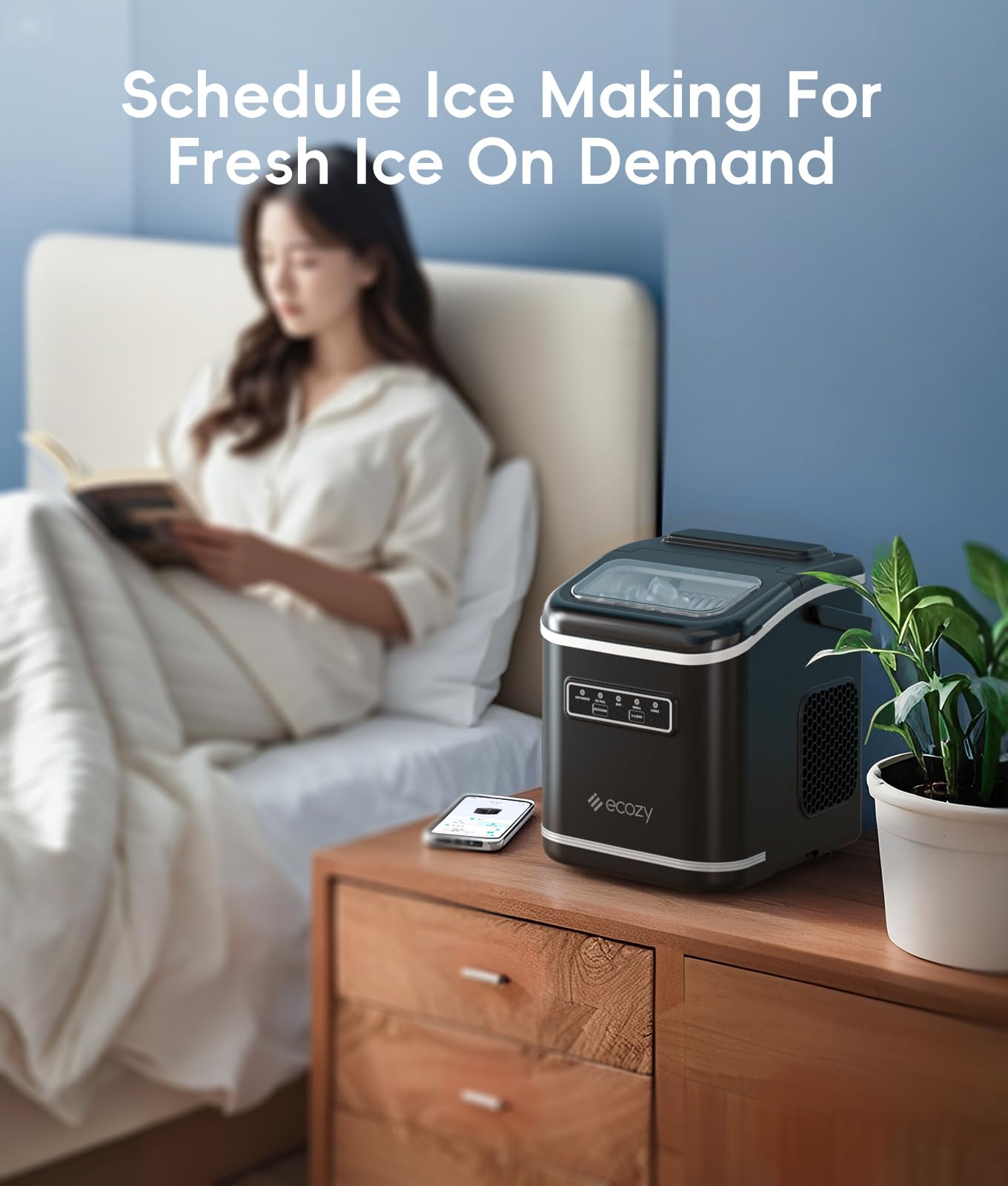 ecozy 2.1" Clear Ice Ball Maker with CrystalFlux Technology, Minimal Footprint Sphere Ice Maker with 8H Timer, 1 pc in 30 Mins, 48 pcs/Day, Self-Cleaning for Home Bar Whiskey & Bourbon
