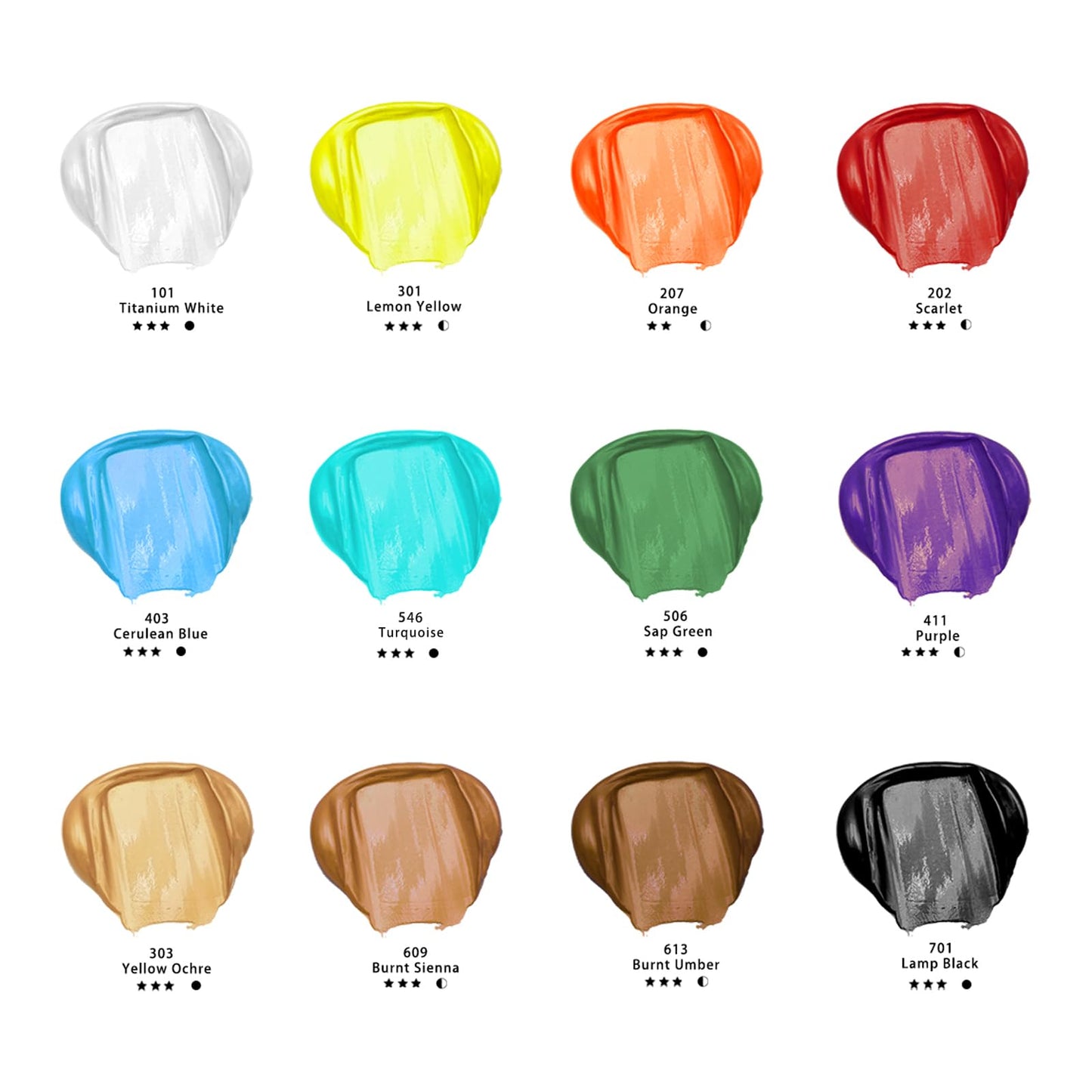 Artecho 12 Colors Large Bulk Acrylic Paint Set (500ml/17oz) Bottles, Craft Paint for Canvas, Rocks, Wood, Fabric, Ceramic, Non-Toxic