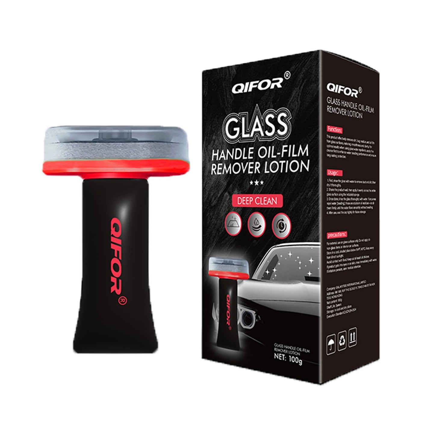 QIFOR Oil Film Remover for Car Windshields and Windows, Automotive Glass Cleaner for Oil Residue & Road Grime, Improves Visibility & Safe Driving (1 PCS)