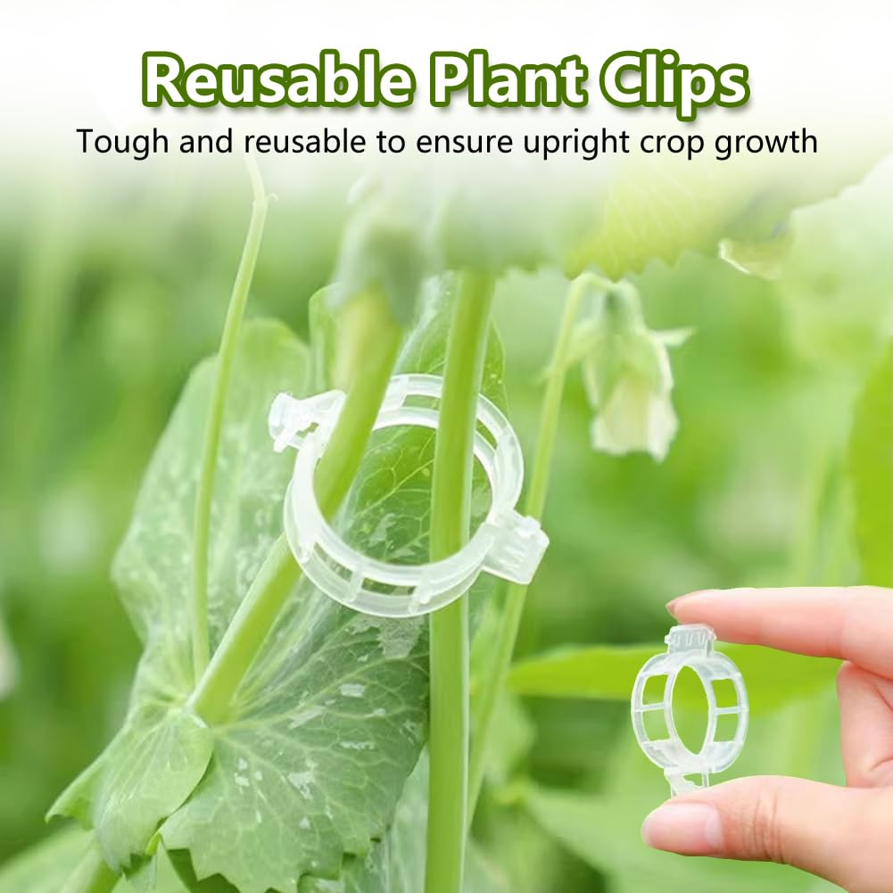 Dovciua 100PCS Plant Support Clips, Plastic Clips for Securing Plants, Plant Fixing Clips for Tomato Vine, Reusable Garden Clips for Climbing Plants, Grape, Vegetable Stems (100, Green)