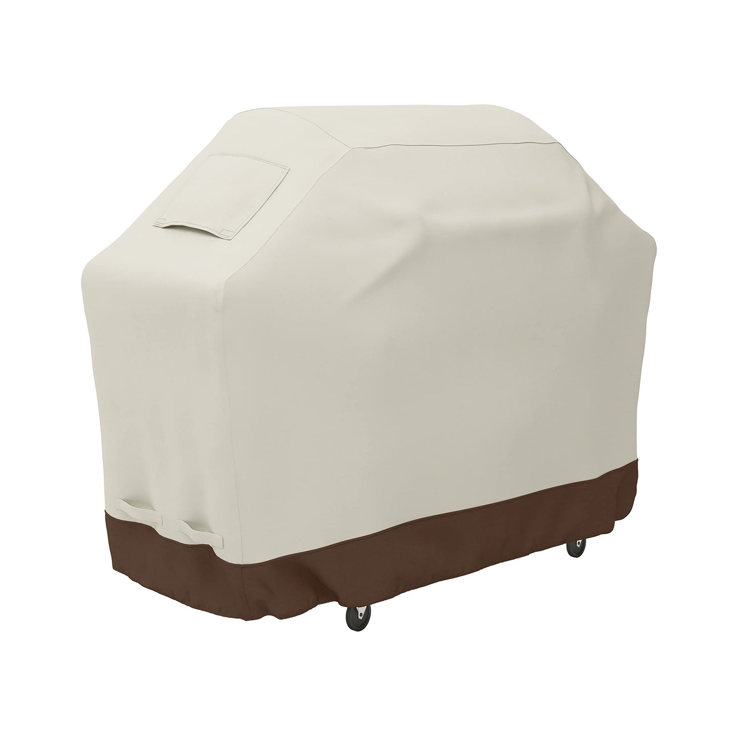 Amazon Basics Gas Grill Barbecue Cover, Weather Resistant, Anti-UV Protection with Secure Straps, Waterproof, 60 inch, Medium for Outdoor Grills, Beige