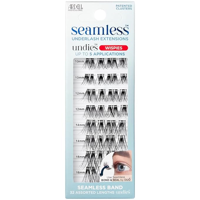 Ardell Seamless Eyelash Extensions Refill Kit, Wispies - 32 Assorted Cluster Lengths, Customizable DIY Lash Clusters for Natural Look Lashes