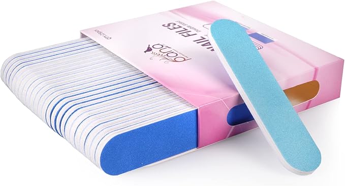 25PCS Mini Size PANA Professional Double Sided Nail Files - Blue, 100/180 Grit - Emery Board Nail Buffering File Manicure Pedicure Nail Polisher Washable