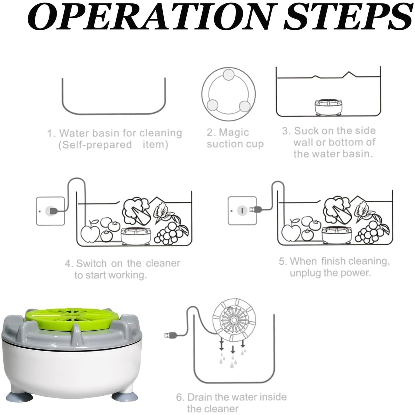 Fruit and Vegetable Washer, Produce Purifier Vegetable and Fruit Washing Machine, Enjoy Silent Cleaning: Spin-Free Ultrasonic Veggie Washer, Efficient Cleaning of Residues (Plug-In Type, No Switch)