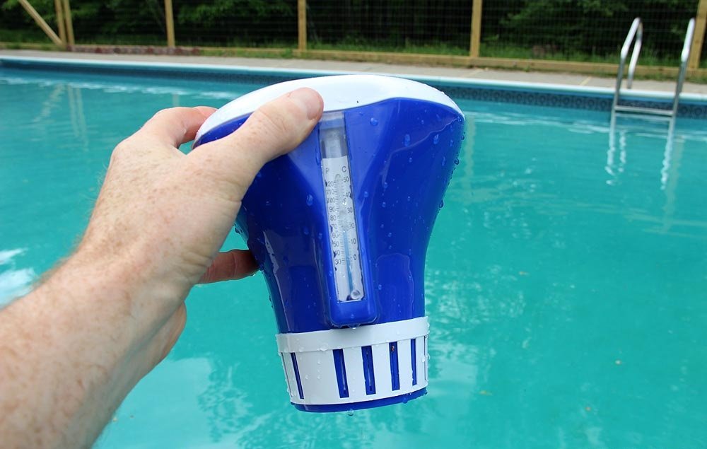 Aquatix Pro Pool Chlorine Floater Dispenser with Thermometer for 1 to 3 inch Tablets, Large & Durable Floating Dispenser for Spa, Hot Tub, In-ground & Above Ground Pools, Adjustable Flow Rate