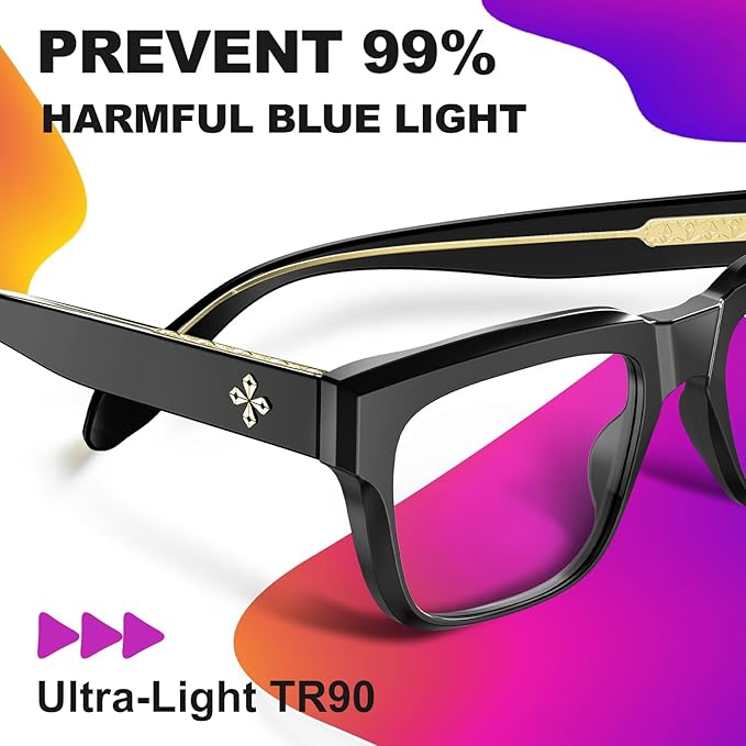 VISOONE TR90 Square Blue Light Blocking Glasses Fashion Computer Eyewear for Women and Men RANDI