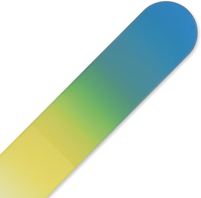 Mont Bleu Rainbow Crystal Nail File in Black Pouch - Small/Purse Size - Czech Tempered Glass - Handmade in Bohemia (Czech Republic)