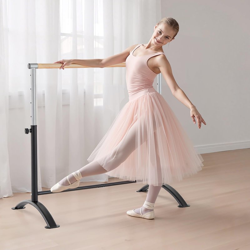 VEVOR Ballet Barre, 4 Ft Barre Bar for Home, Freestanding Portable Ballet Stretching Dance Bars, Height Adjustable Anti-Wobble Fitness Gym Studio Equipment, for Pilates Balance Workout