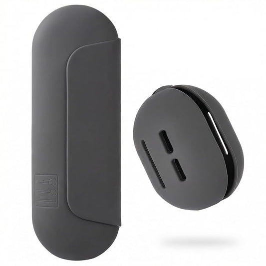 2 IN 1 Silicone Makeup Brush Holder with Beauty Make Up Sponge Holder Case：Soft Portable Cosmetic Face Brushes Holder with Upgrade Anti-Fall Out Magnetic Closure - Grey