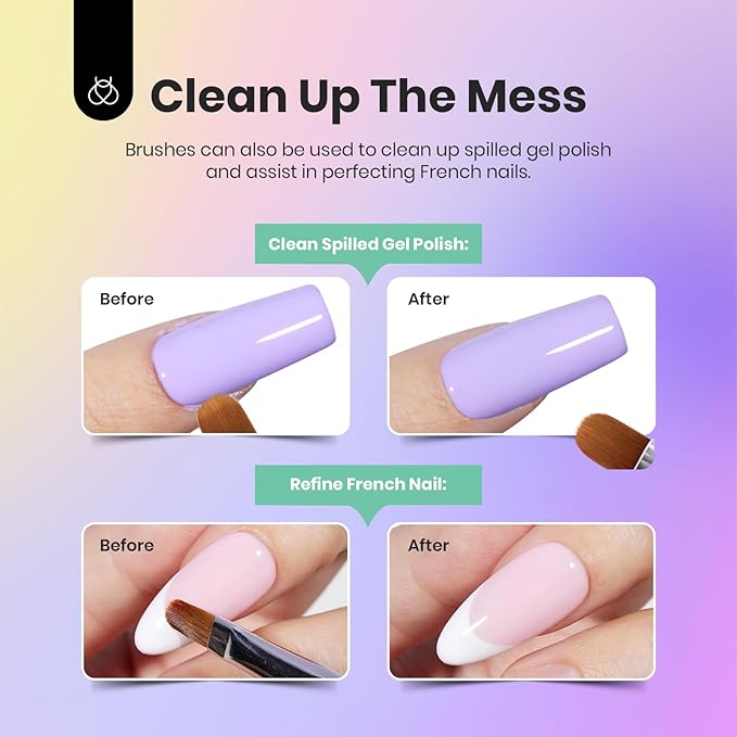 Beetles Gel Nail Art Brushes, 6 Pcs Double-Ended Fingernail Art Design Pens Gel Paint Liner Ombre Gradient French Tip Brush Dotting Pen Nail Brush Set, DIY Manicure Tools Gift for Women