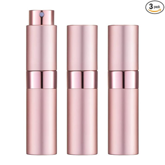 LISAPACK 8ML Atomizer Perfume Spray Bottle for Travel (3 PCS) Empty Cologne Dispenser, Portable Sprayer (Pink)