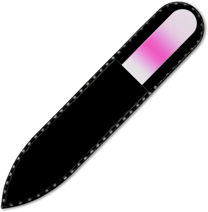 Mont Bleu Rainbow Crystal Nail File in Black Pouch - Small/Purse Size - Czech Tempered Glass - Handmade in Bohemia (Czech Republic)