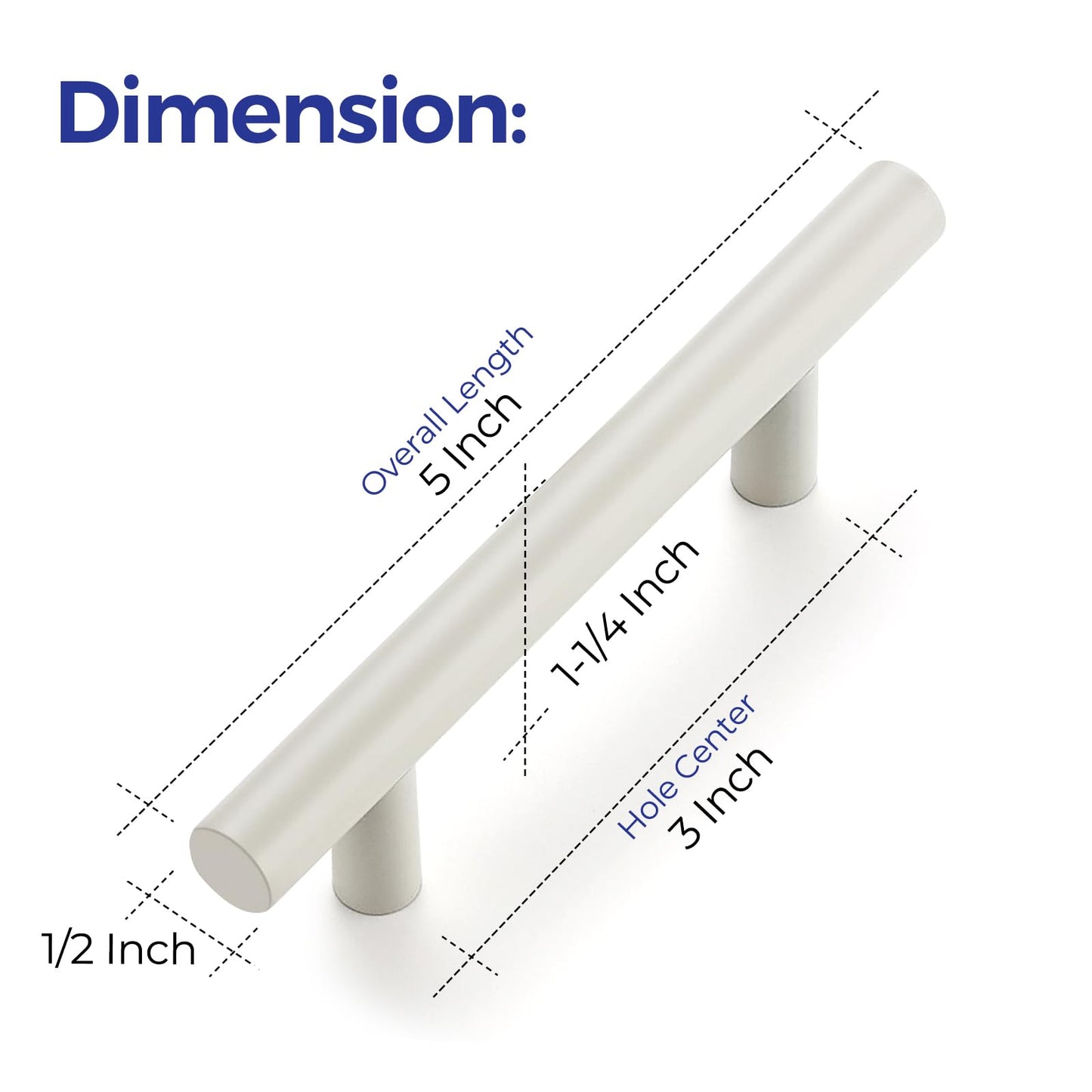 Ravinte 1 Pack | 5 Inch Cabinet Pulls White Stainless Steel Kitchen Drawer Pulls Cabinet Handles 5 InchLength, 3 Inch Hole Center