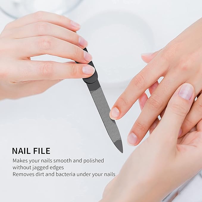 Nail Clippers Set, Sharp Stainless Steel Fingernail and Toenail Clippers, Nail Clippers for Thick Nails or Ingrown Nails, Perfect 4 pcs Black Nail Cutter for Men/Women/Kids, Set Include Nail File.