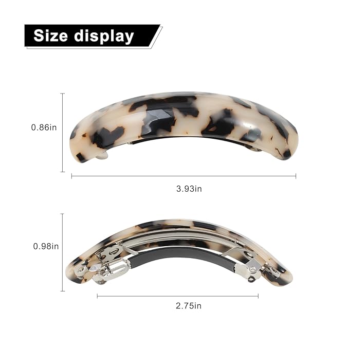 Large Hair Barrettes for Women Beautiful Lines Simple Retro Classic Snap French Hair Clips, Fashion Hair Accessories for Women Thick Hair 3 Pcs (HJ-Tortoise Shell)