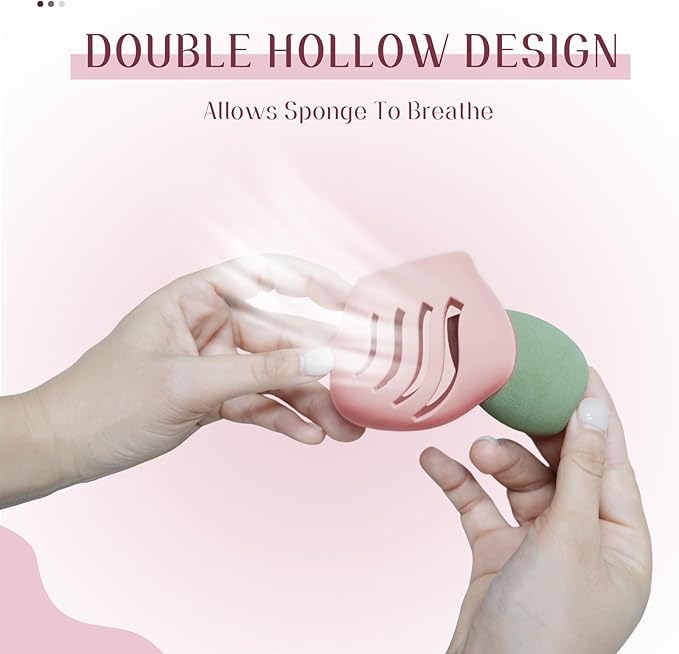 Silicone Makeup Sponge Holder,Double-Sided Breathable Makeup Sponge Case for Business, Travel or Daily,Fit All Sponges,Quick Drying,Easy to Carry (Pink)
