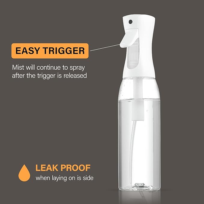 2 Pack Continuous Spray Bottle for Hair & Cleaning - 17 OZ Ultra Fine Mist Sprayer | Water Spray Bottle Mister (2pk 17oz)