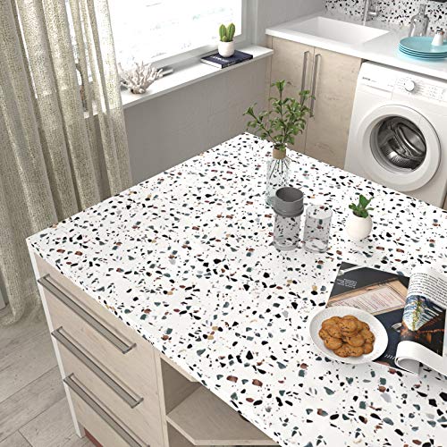 LACHEERY Terrazzo Contact Paper for Countertops Waterproof Self Adhesive Granite Countertop Contact Paper Decorative Wall Paper Roll Peel and Stick Wallpaper for Kitchen Shelf Drawer Liners 15.8"x80"