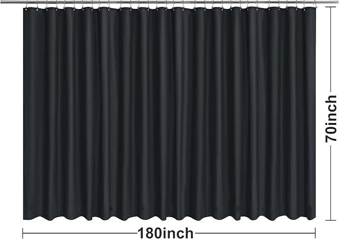Barossa Design Clawfoot Tub Shower Curtain with 12 Magnets - 36 Metal Hooks Included, 180" W x 70" H Wrap Around, Waterproof PEVA Shower Liner for Bathroom, PVC Free, Metal Grommets - Black, 180x70