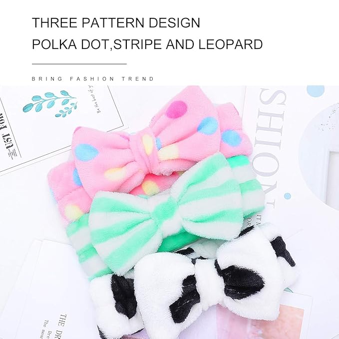 LADES Soft Skincare Headband – Adjustable, Comfortable & Stretchy Fabric, Cute Patterns for Makeup, Facial – Non-Slip, Headband for Hair Control