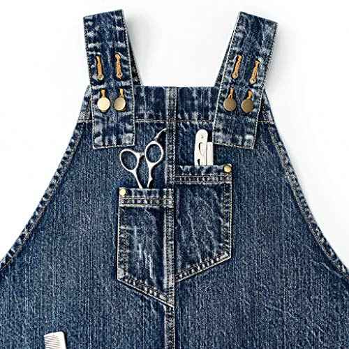 Jeanerlor - Denim Apron for Women With Pockets Cross-Back Straps & Adjustable S to L (Denim Blue)
