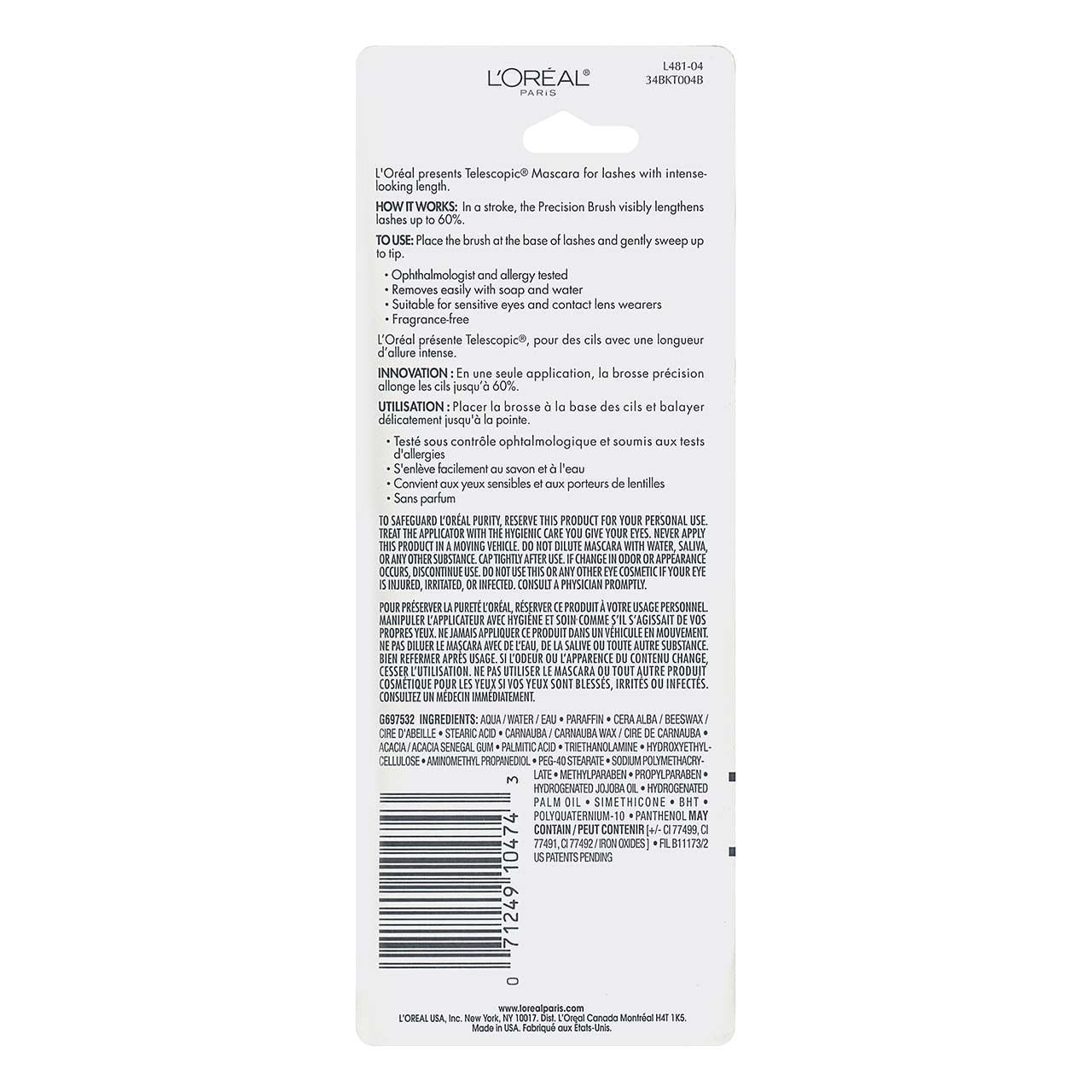 L’Oreal Paris Telescopic Original Mascara, 910 Blackest Black (Pack of 2)