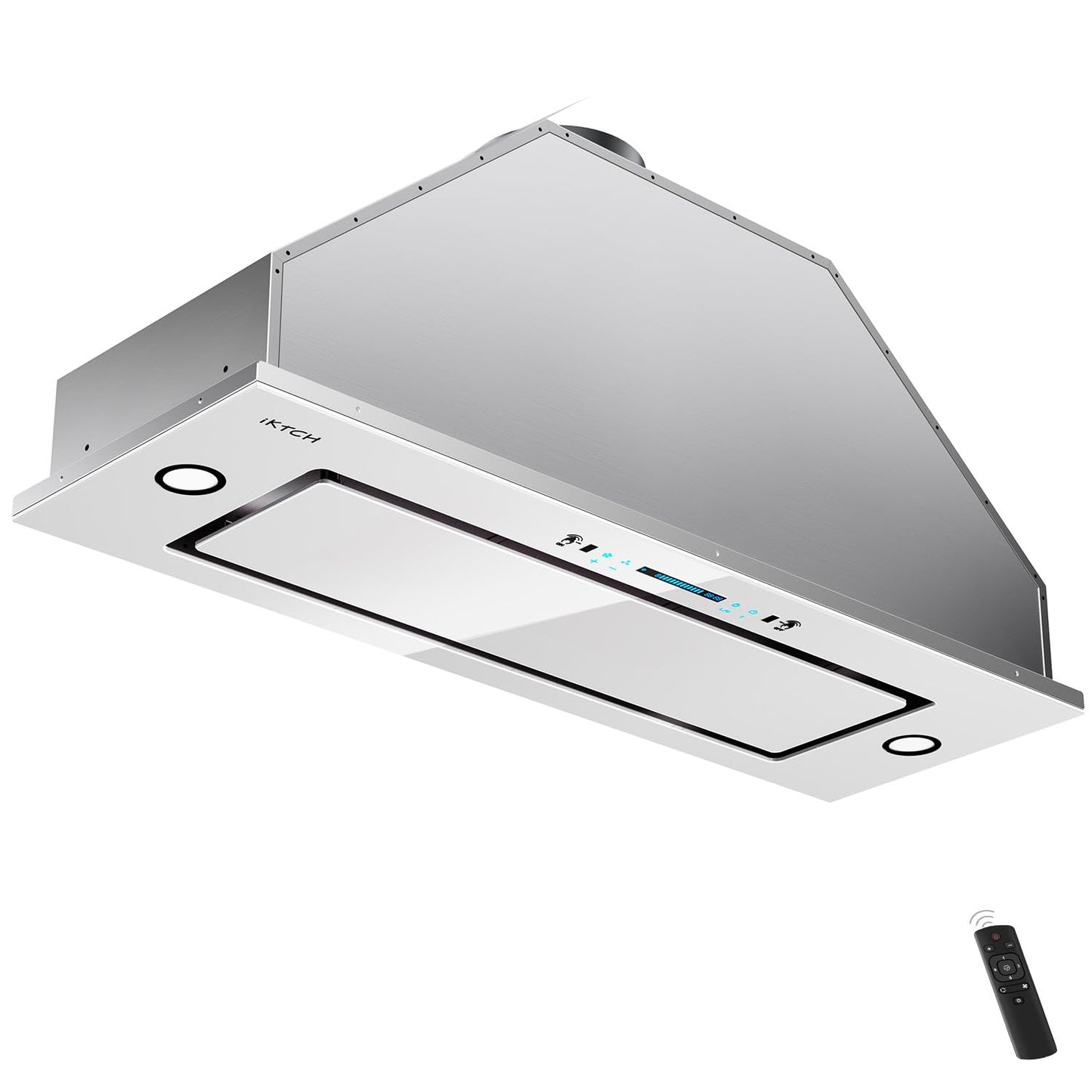 IKTCH New 36" Range Hood Insert, 900 CFM Ducted/Ductless Range Hood with 4 Speed Fan, White Stainless Steel & Tempered Glass Range Hood 36 inch with Gesture Sensing&Touch Control Making life Smarter