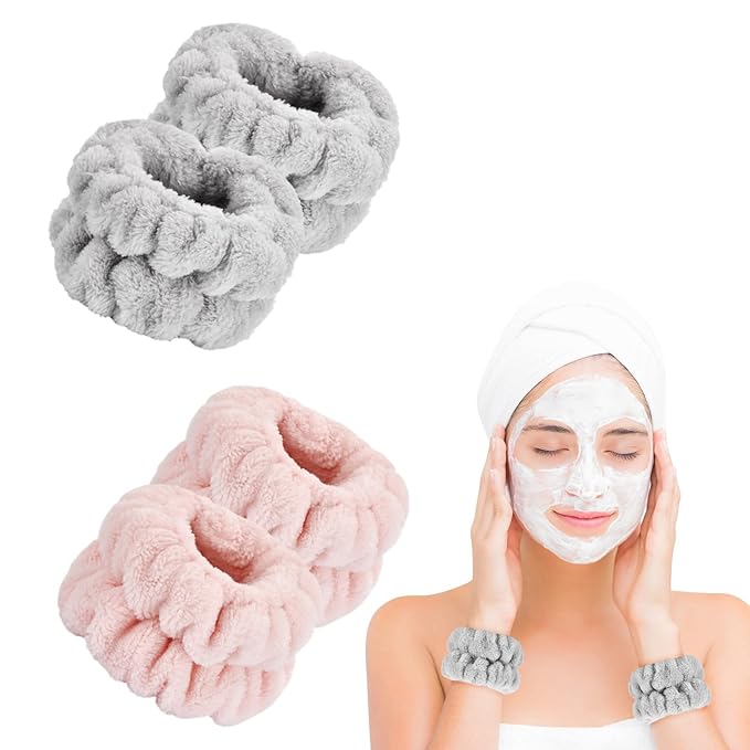 4 Pcs Wrist Bands for Washing Face-Dorbetar, Microfiber Wrist Towels for Washing Face, Spa Wristbands for Washing Face, Face Wash Wristbands, Arm Bands for Washing Face for Woman and Children