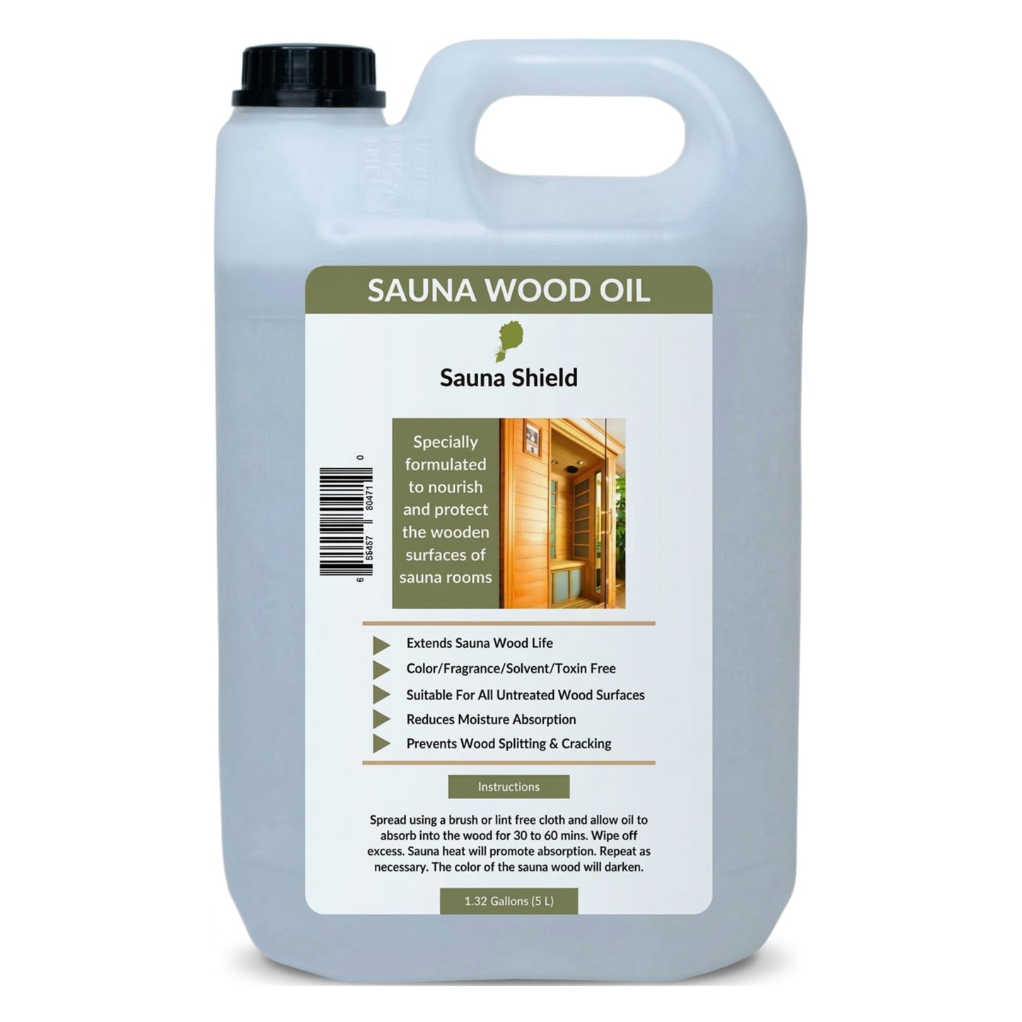 Sauna Shield Sauna Wood Oil - 1.32 Gallons - 100% Pharma-Grade Paraffin Oil | Protects & Nourishes Sauna Wood | Solvent-Free, Unscented, Covers 600+ Sq Ft | for Traditional & Infrared Saunas