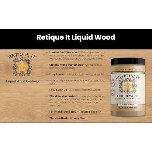 Retique It New and Improved Formula Liquid Wood Coatings - Stainable Primer - Paint It Then Stain it (Dark Wood, Large)