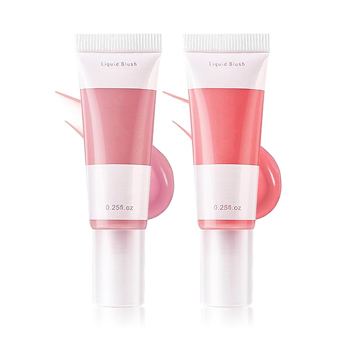 2Pcs Blush Cream for Cheeks,Face Matte Contour Blushes Makeup,Buildable Shimmer Facial Cheek Blusher Shades
