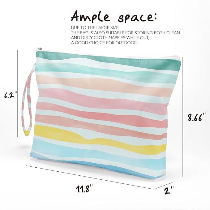 Fokongna Wet Dry Bag, Wet Bag for Swimsuit Travel Beach Bag, Diaper Bag Toiletry Bag Waterproof Large Makeup Bag, Zipper Pouch for Women Girls Sister Friends Wet Bag Starfish Sea Beach rainbow Gifts