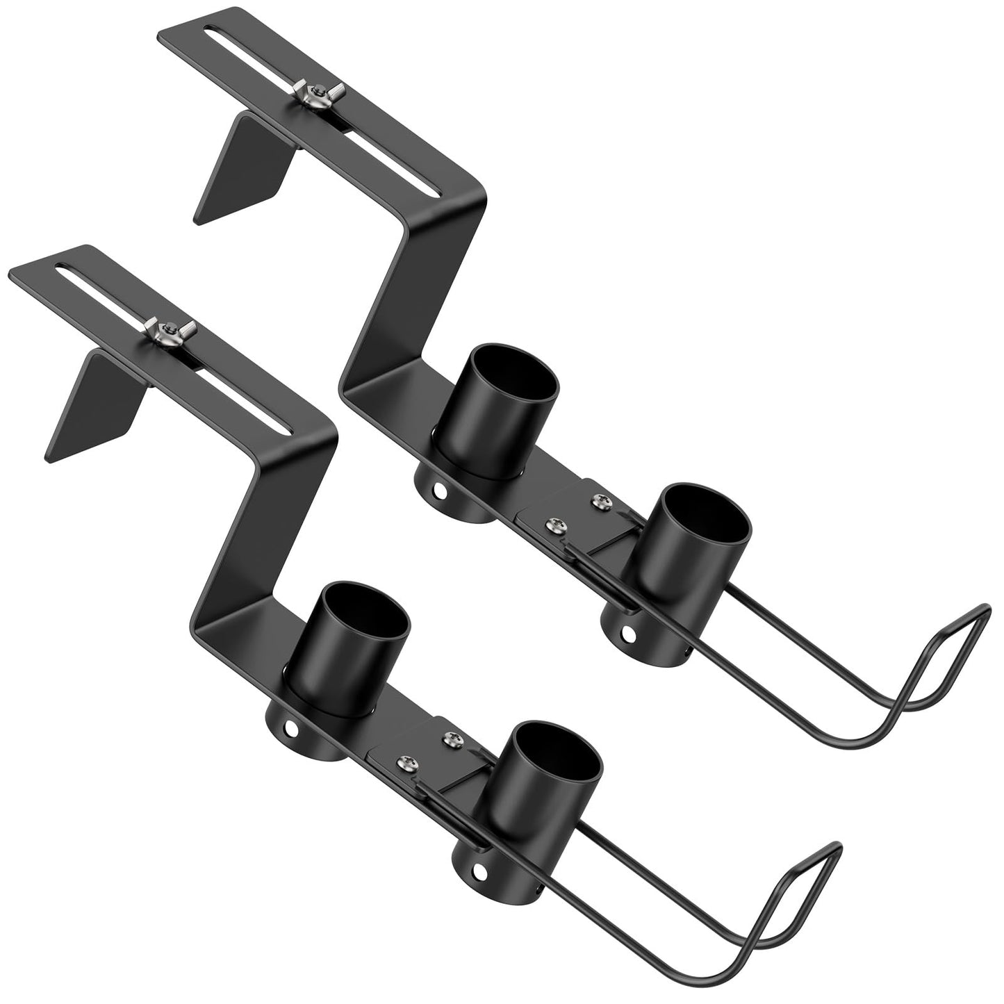 Pool Fence Hooks Adjustable, Heavy Duty Metal Hanger for Pool Equipment, Skimmers, Poles, Brushes, Vacuum Hose, Rust-resistant, no Drill, 2 Pack, Fits 0-10 cm Fences - Pool Accessories Storage