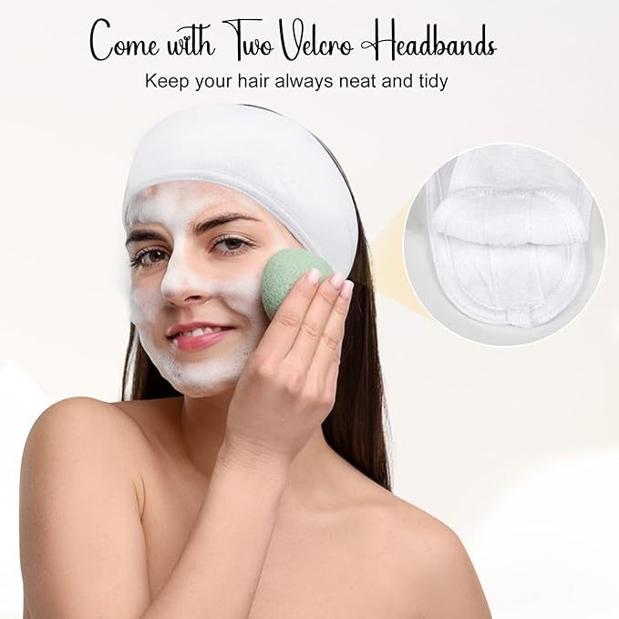 Face Steaming Towel, 4 Pack Reusable Face Towel Mask with Face Washing Headband Cold Hot Compress Facial Steamer Towel Moisturizing Beauty Care Spa Towels for Women Girls Skin Face Care Beauty Salons