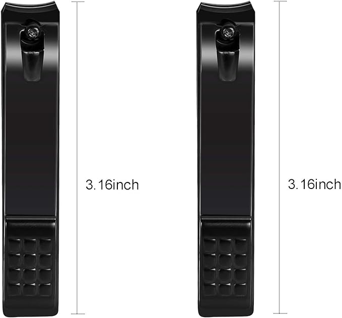 Nail Clippers Set, Sharp Stainless Steel Fingernail and Toenail Clippers, Black Nail Cutter, Large and Large 2 Piece Set.