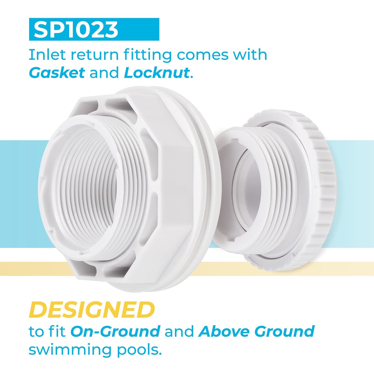 Replacement Hayward Above Ground Pool SP1023 1-1/2" FIP Inlet Return Fitting with Locknut and Gasket & SP1419D Opening Hydrostream Directional Flow Inlet Fitting, Above Ground Pool Accessories（2-Pack）
