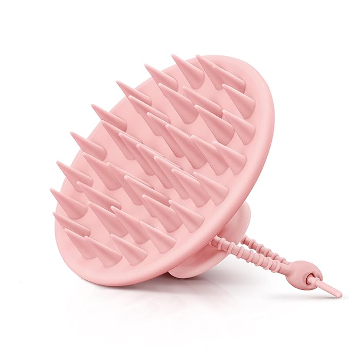 HEETA Scalp Massager Shampoo Brush with Silicone Bristles for Dandruff Removal Scalp Care & Hair Growth, Scalp Scrubber for All Hair Types, Head Massager Stress Relax, Upgraded Large Design,Pink