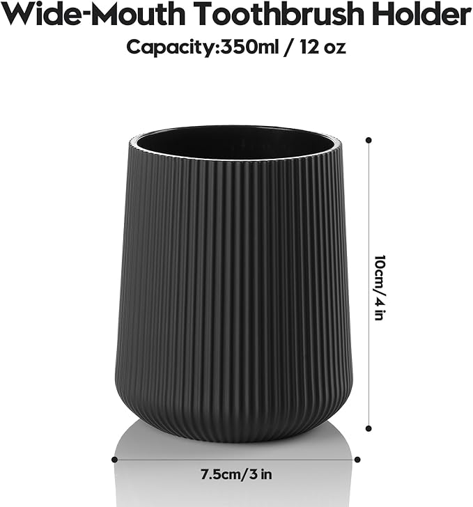 YAUKPH Black Striped Toothbrush Holder for Electric Toothbrushes Bathroom Organizer Cup for Toothpaste Kids & Adults