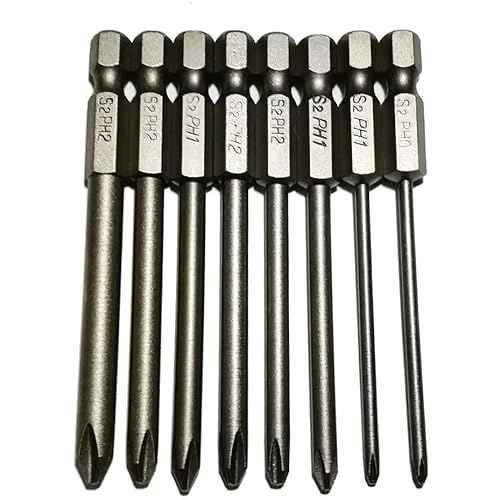Phillips Screwdriver Bits Set 8pcs includ PH0 PH1 PH2 Screw Head 3Inch Length Cross Bit 1/4 Inch Shank Hex(8pcs Phillips Head 75mm)